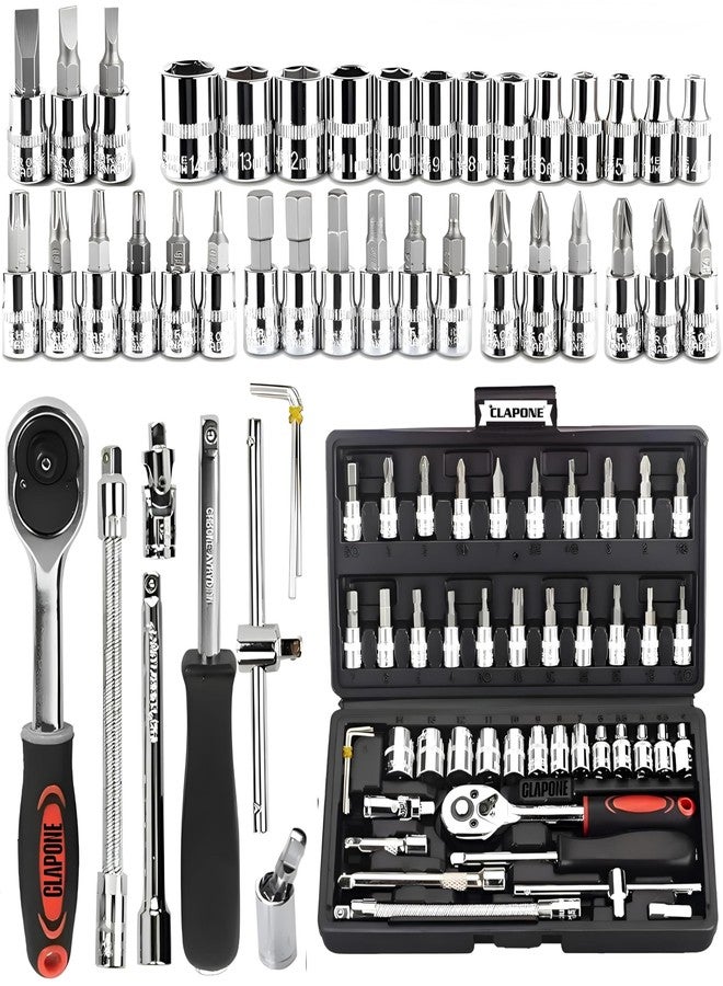 CLAPONE Tool Kit Socket Ratchet Wrench Goti Set/Socket Screwdriver Set/Socket Wrenches/Auto Repairs/Car/Motorcycle/Bike Repair/Set Socket Wrench/Screwdriver set/Bike Tool (46, Black) - Image 1